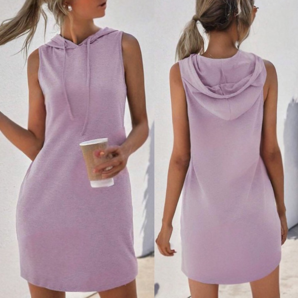 Casual sleeveless hoodie dress